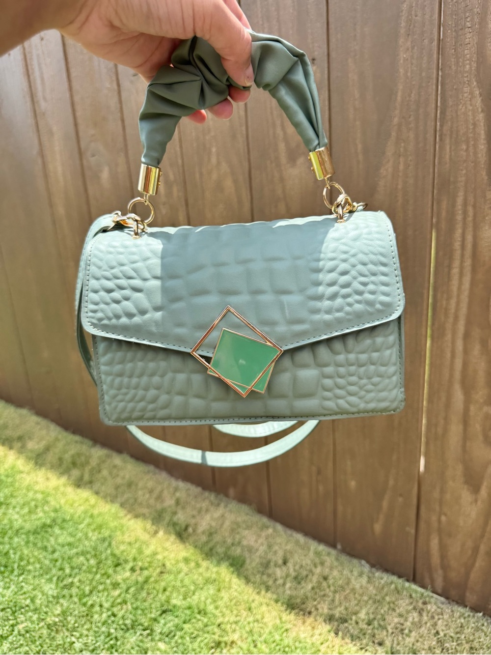 Elegant Women's Top-Handle Crossbody Bag in Sage Green